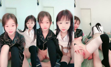 兩個精神小妹一起直播 男主躺床上讓干 (2)